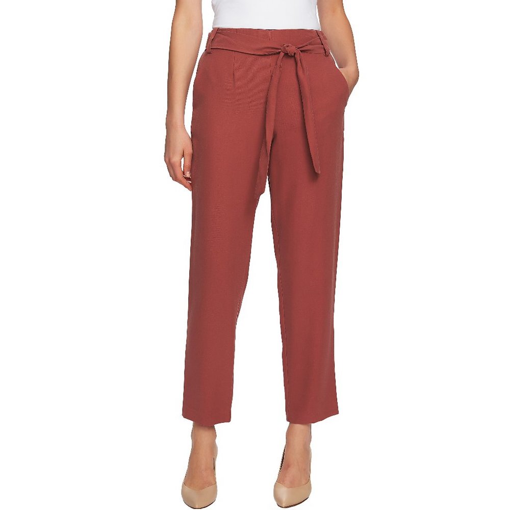 NWT Womens Size 6 6x28 1/2 1.STATE Brown Flat Front Tie Waist Slim Pants